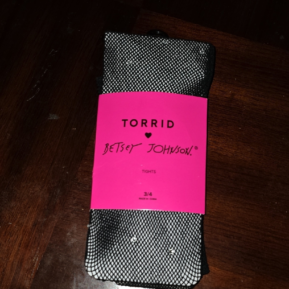 Betsey Johnson Black and Pink Tights